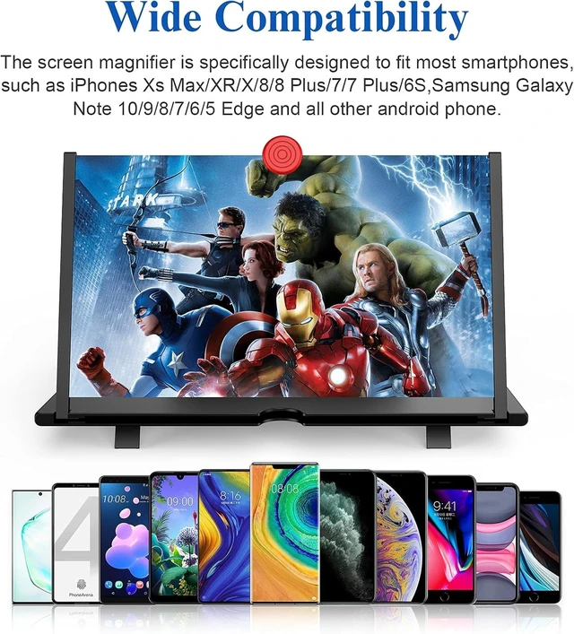 Alt view image 3 of 7 - 12 Inch Phone Screen Magnifier with Adjustable Angle Stand, Foldable 3D HD | Portable Amplifier, Cell Phone Compatible, Foldable Design, 3D HD Clarity