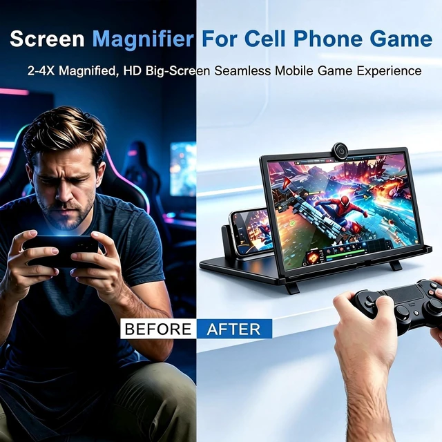 Alt view image 5 of 7 - 12 Inch Phone Screen Magnifier with Adjustable Angle Stand, Foldable 3D HD | Portable Amplifier, Cell Phone Compatible, Foldable Design, 3D HD Clarity