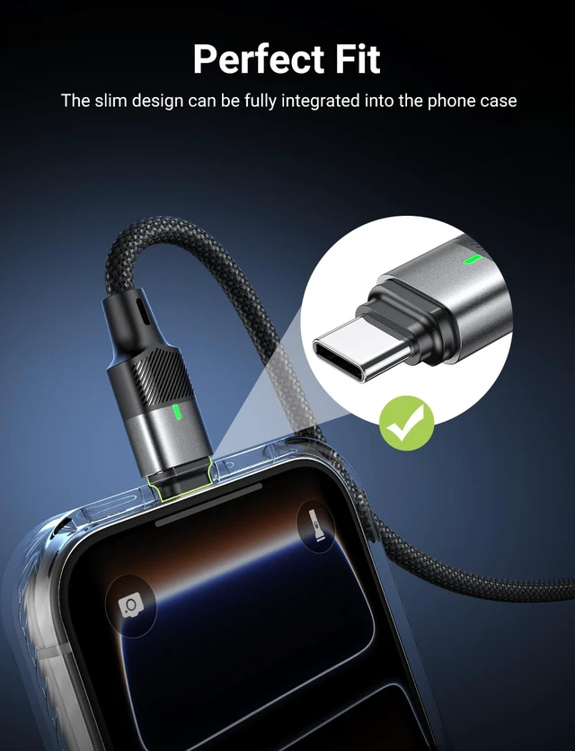 Alt view image 5 of 7 - 240W Magnetic USB C Charging Cable with 2 Detachable Tips 6.6FT | Two Ways Magnetic Tip can Connected Standard USB C Cable for 1Phone17/16/15, Mac-Book/1Pad Series, Sam-sung Galaxy