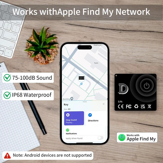 Alt view image 2 of 7 - Slim Wallet Tracker Smart Card, Ultra Thin Air Tracker Tag Work with Apple Find My(iOS Only) Rechargeable Tracker Wireless Charging IP68 Waterproof Card Tracker for Wallet,Luggage Tag,Bags
