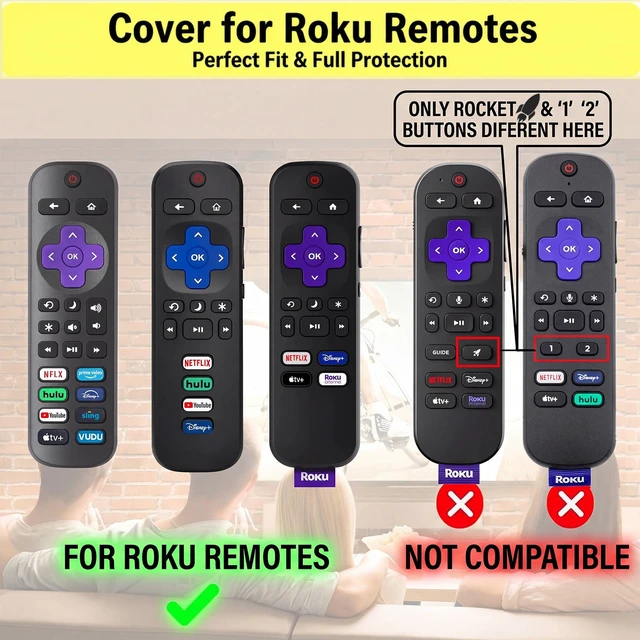 Alt view image 2 of 7 - 2 Pack Remote Case for Roku TV, Glow in the Dark Blue and Green | Battery Cover for TCL Roku Smart TV Steaming Stick Remote, Remote Cover Silicone Protective Controller Universal Sleeve Skin