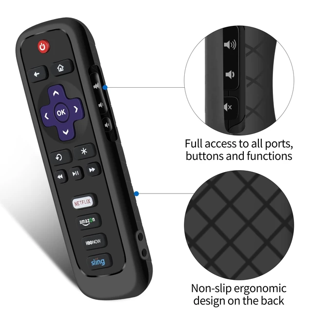 Alt view image 6 of 7 - Remote Case for Roku, Battery Cover for TCL Smart TV Steaming Stick, Silicone Protective Controller Remote Cover Universal Sleeve Skin Black