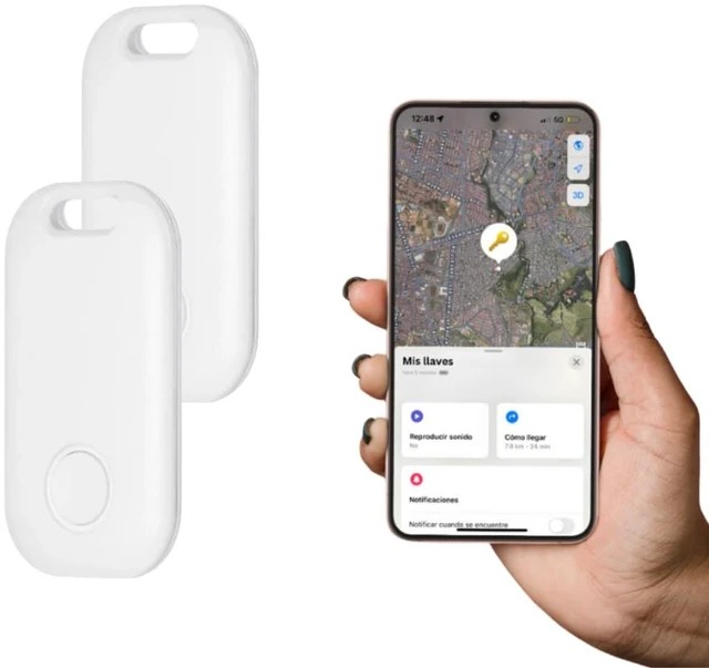 Main image of 2 Pack Key Finder Smart Bluetooth Tracker Item Finder Work with Apple Find My Item Locator Anti-Lost Device for Keys, Bags and More Global Positioning iOS Only (White)
