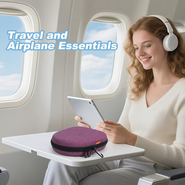 Alt view image 7 of 7 - Purple Hard Shell Headphone Case, Durable Zipper Travel Carrying Pouch Bag | Compatible with Sony WH-CH520/CH720N, JBL Tune 510BT/720BT/520BT/770NC, Soundcore Q20/Q30, Jlab Headphones