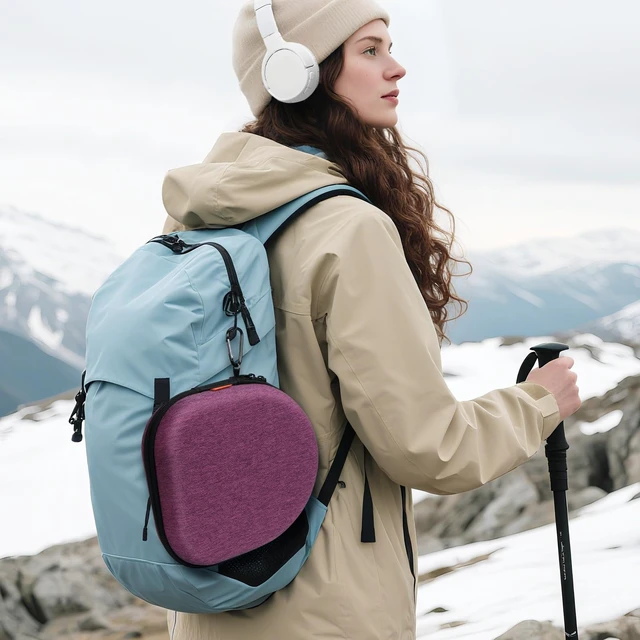Alt view image 6 of 7 - Purple Hard Shell Headphone Case, Durable Zipper Travel Carrying Pouch Bag | Compatible with Sony WH-CH520/CH720N, JBL Tune 510BT/720BT/520BT/770NC, Soundcore Q20/Q30, Jlab Headphones
