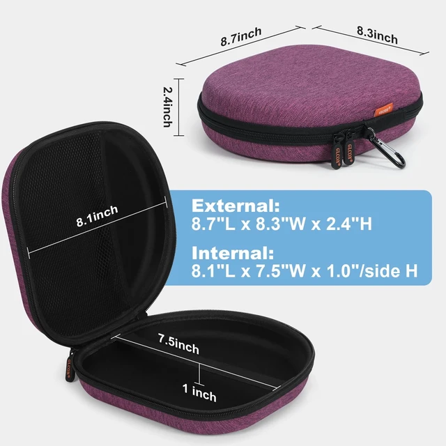 Alt view image 3 of 7 - Purple Hard Shell Headphone Case, Durable Zipper Travel Carrying Pouch Bag | Compatible with Sony WH-CH520/CH720N, JBL Tune 510BT/720BT/520BT/770NC, Soundcore Q20/Q30, Jlab Headphones
