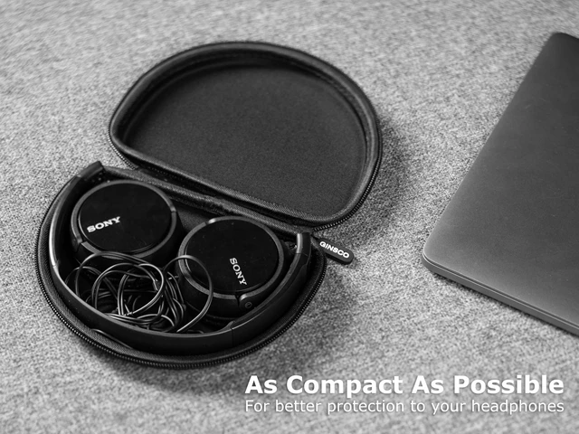 Alt view image 2 of 6 - Compact Protect Case Compatible with Sony ZX Series Wired On-Ear Headphones, MDR-ZX110 / MDR-ZX110AP / MDRZX110NC / MDR-ZX310AP, Hard Shell Travel Carrying Headphone Case (Black-R)