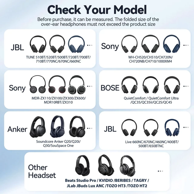 Alt view image 2 of 7 - Soft Headphone Case Headset Carrying Storage Bag Pouch, Beige Compatible with JBL Tune & Live/Sony WH-CH520 510 720/ Sony MDR-ZX/Bose QuietComfort/JLab/BERIBES/TOZO/KVIDIO/SoundCore