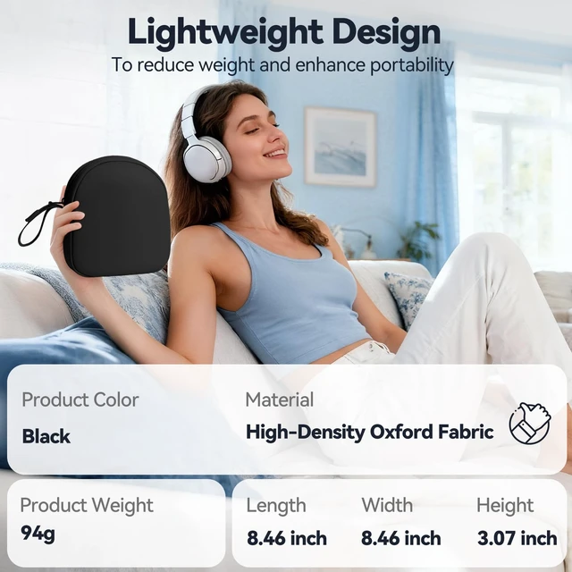 Alt view image 4 of 7 - Soft Headphone Case Headset Carrying Storage Bag Pouch,Black Compatible with JBL Tune & Live/Sony WH-CH520 510 720/ Sony MDR-ZX/Bose QuietComfort/JLab/BERIBES/TOZO/KVIDIO/SoundCore