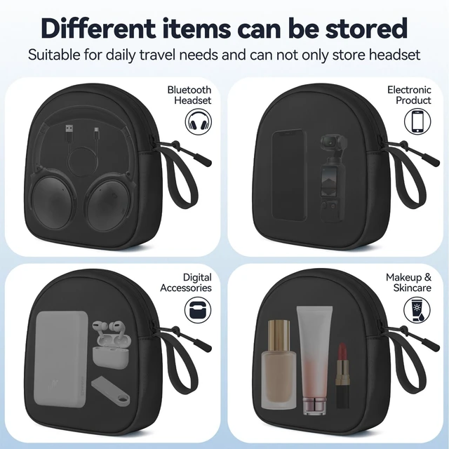 Alt view image 7 of 7 - Soft Headphone Case Headset Carrying Storage Bag Pouch,Black Compatible with JBL Tune & Live/Sony WH-CH520 510 720/ Sony MDR-ZX/Bose QuietComfort/JLab/BERIBES/TOZO/KVIDIO/SoundCore