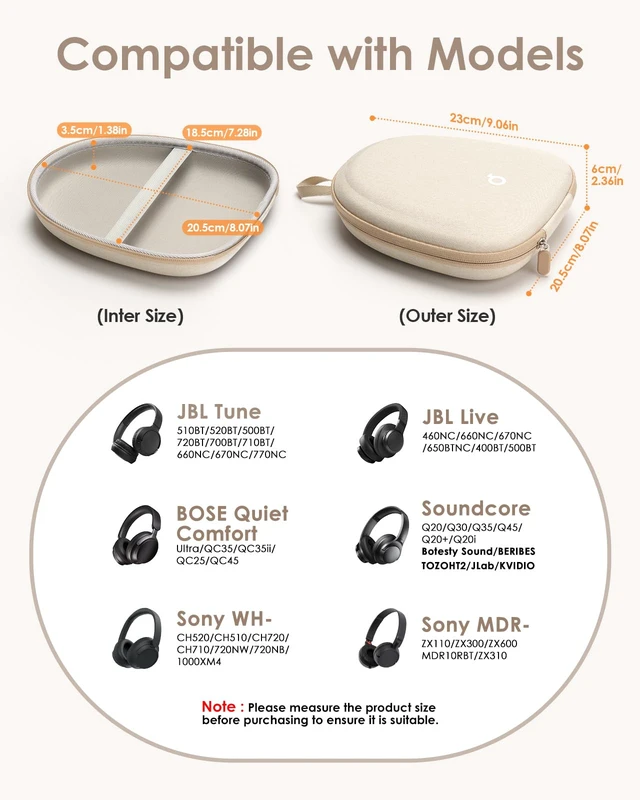 Alt view image 2 of 6 - Headphone Case Hard Shell Super-Slim for Soundcore Anker/Sony/JBL/Bose | Fits Skullcandy Crusher/BERIBES/KVIDIO/TOZO/JLab Over-Ear Headphones, Universal Portable Travel Organizer Bag