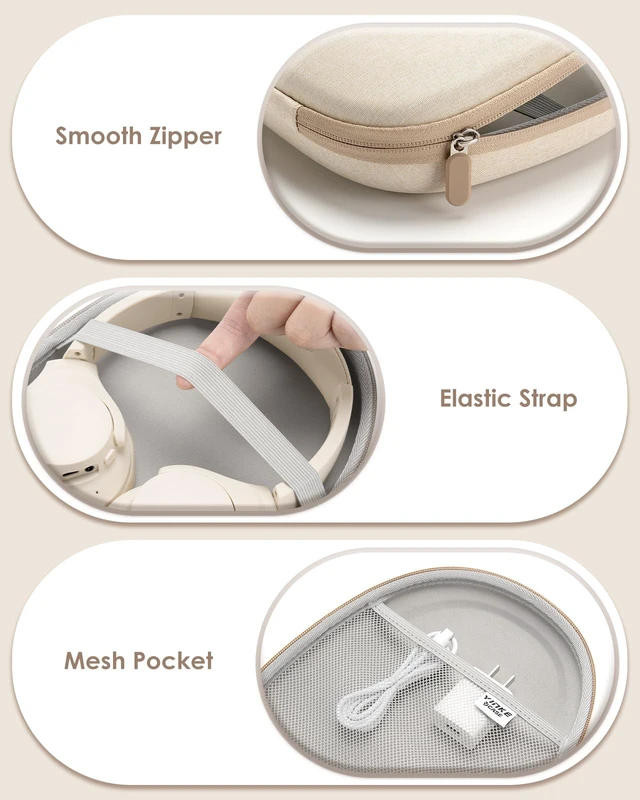 Alt view image 4 of 6 - Headphone Case Hard Shell Super-Slim for Soundcore Anker/Sony/JBL/Bose | Fits Skullcandy Crusher/BERIBES/KVIDIO/TOZO/JLab Over-Ear Headphones, Universal Portable Travel Organizer Bag