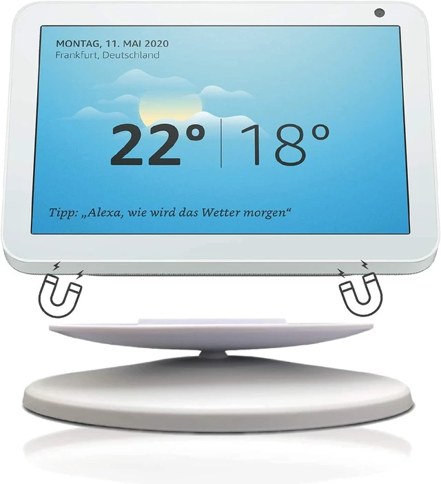 Alt view image 4 of 7 - Smart Display Stand for Show 5 & 8 (1st & 2nd Gen) Adjustable Magnetic Stand Mount for Show 8 & 5 with 360 Degree Rotation Tilt Function & Anti-Slip Base (White), Compatible with iPhone Models