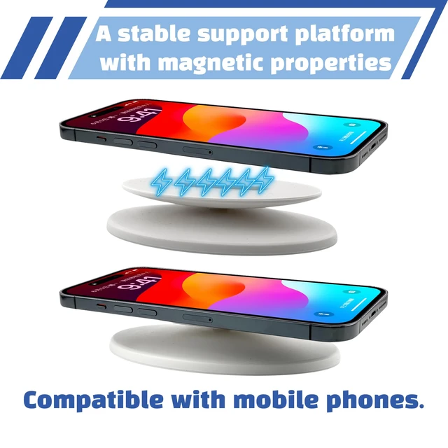 Alt view image 6 of 7 - Smart Display Stand for Show 5 & 8 (1st & 2nd Gen) Adjustable Magnetic Stand Mount for Show 8 & 5 with 360 Degree Rotation Tilt Function & Anti-Slip Base (White), Compatible with iPhone Models