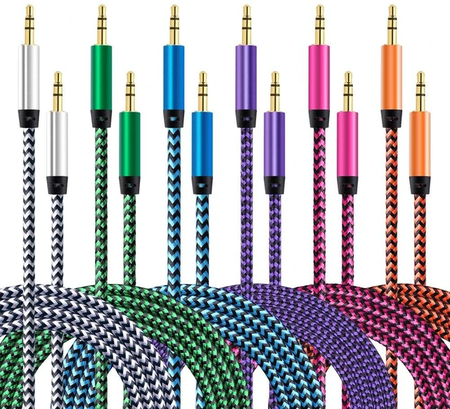 Main image of AUX Cord for Car, 6 Pack 3.5mm Auxiliary Audio Cable, Braided Stereo AUX | 3.5mm Chords Compatible Headphone Car, iPhone, iPod, iPad, Samsung Galaxy, HTC, LG, Google Pixel, Tablet & More