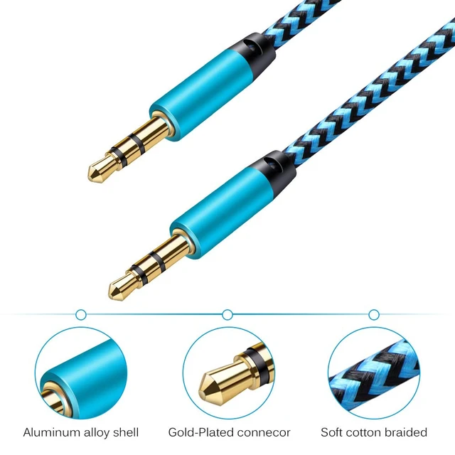 Alt view image 5 of 7 - AUX Cord for Car, 6 Pack 3.5mm Auxiliary Audio Cable, Braided Stereo AUX | 3.5mm Chords Compatible Headphone Car, iPhone, iPod, iPad, Samsung Galaxy, HTC, LG, Google Pixel, Tablet & More