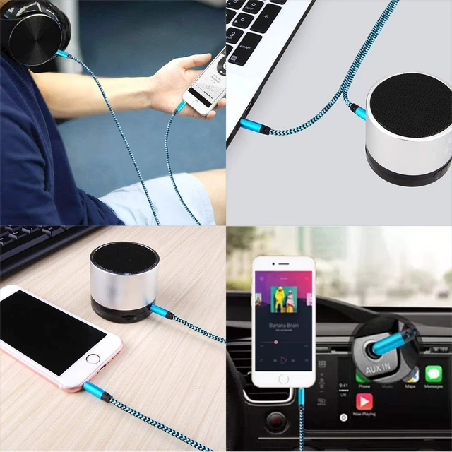 Alt view image 7 of 7 - AUX Cord for Car, 6 Pack 3.5mm Auxiliary Audio Cable, Braided Stereo AUX | 3.5mm Chords Compatible Headphone Car, iPhone, iPod, iPad, Samsung Galaxy, HTC, LG, Google Pixel, Tablet & More