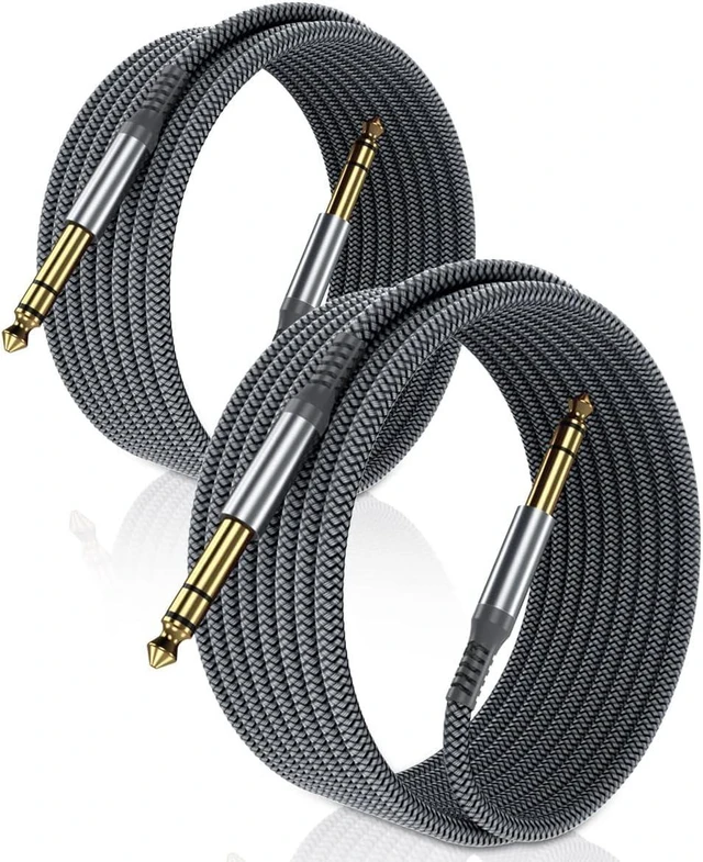 Main image of 1/4 Inch TRS Instrument Cable 10FT 2Pack,6.35mm Male Guitar Cord 3M | 6.3mm Jack Stereo Audio Music Lead,Quarter Inch Balanced Line for Electric Guitar,Bass,Keyboard,Mixer,Amp,Speaker,Equalizer