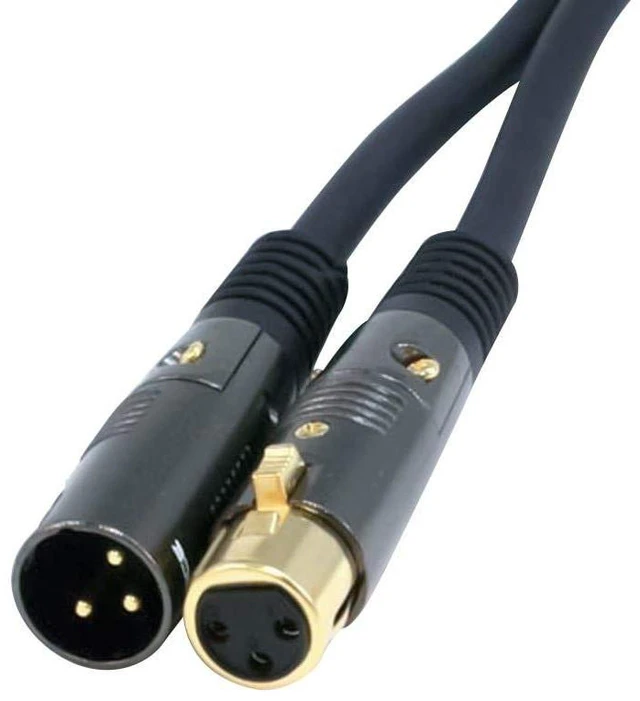 Main image of XLR Male to XLR Female Cable - for Microphone, Gold Plated, 16AWG, 10 Feet, Black - Premier Series