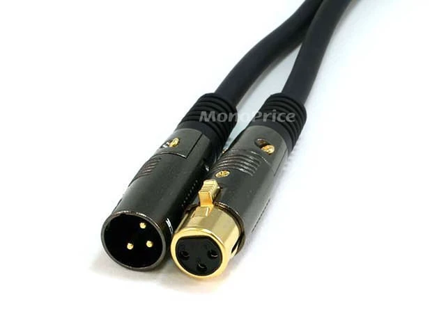 Alt view image 2 of 3 - XLR Male to XLR Female Cable - for Microphone, Gold Plated, 16AWG, 10 Feet, Black - Premier Series