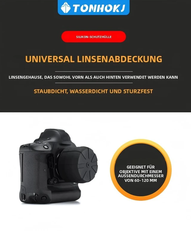 Alt view image 3 of 7 - Universal Silicone Lens Cap Cover 60-120mm DSLR Waterproof Dustproof | Universal stretch Fits 99% most DSLR & mirrorless lenses,1-pack value set with snug grip that stays on through rugged travel