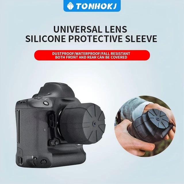 Alt view image 2 of 7 - Universal Silicone Lens Cap Cover 60-120mm DSLR Waterproof Dustproof | Universal stretch Fits 99% most DSLR & mirrorless lenses,1-pack value set with snug grip that stays on through rugged travel