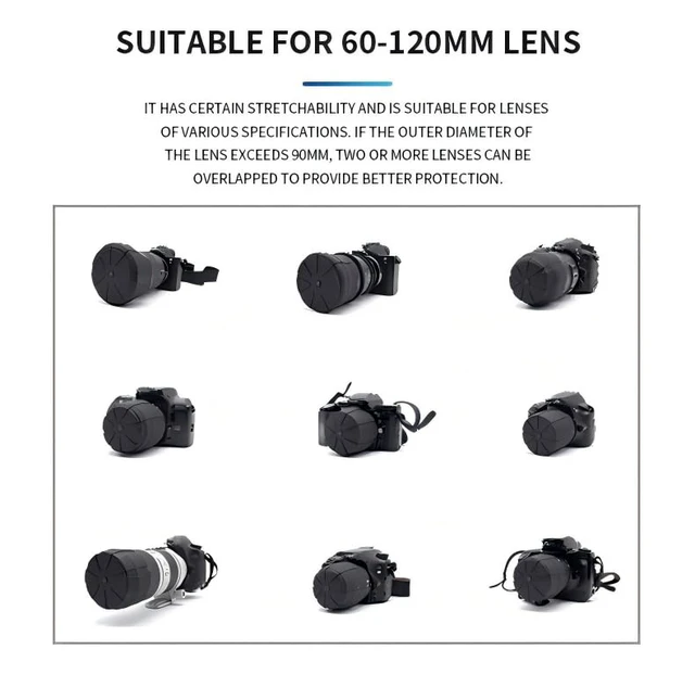 Alt view image 5 of 7 - Universal Silicone Lens Cap Cover 60-120mm DSLR Waterproof Dustproof | Universal stretch Fits 99% most DSLR & mirrorless lenses,1-pack value set with snug grip that stays on through rugged travel