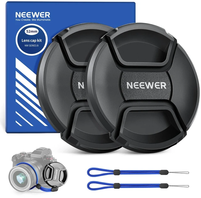 Main image of 52mm Lens Cap Kit (2 Pack), Lens Cover with Anti Loss Strap | Cleaning Cloth, Compatible with Canon Nikon Sony Fujifilm Panasonic Camera Lens of 52mm Diameter