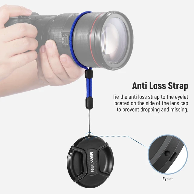 Alt view image 4 of 7 - 52mm Lens Cap Kit (2 Pack), Lens Cover with Anti Loss Strap | Cleaning Cloth, Compatible with Canon Nikon Sony Fujifilm Panasonic Camera Lens of 52mm Diameter