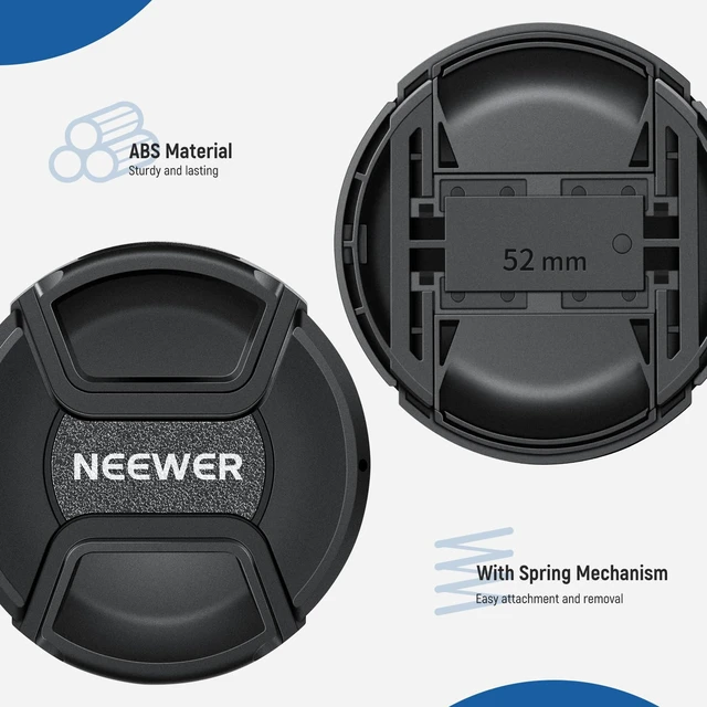 Alt view image 6 of 7 - 52mm Lens Cap Kit (2 Pack), Lens Cover with Anti Loss Strap | Cleaning Cloth, Compatible with Canon Nikon Sony Fujifilm Panasonic Camera Lens of 52mm Diameter