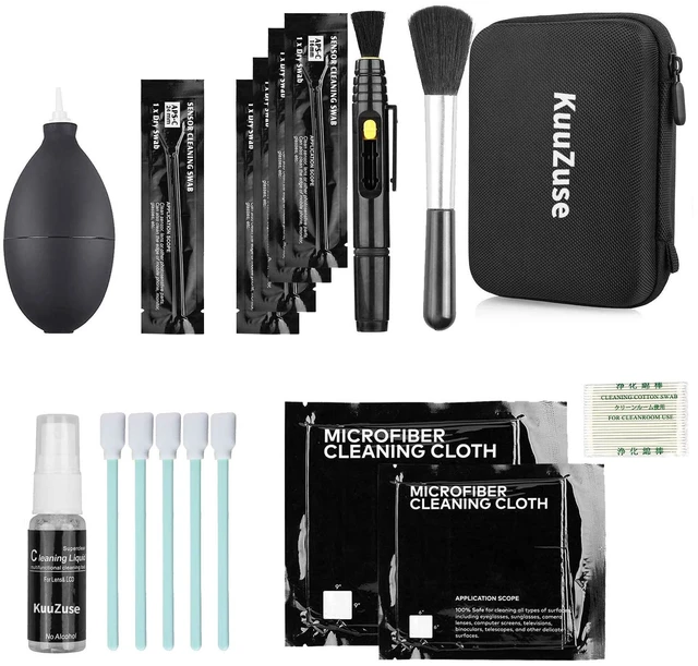 Main image of Professional DSLR Camera Cleaning Kit with APS-C Cleaning Swabs, Microfiber Cloths, Camera Cleaning Pen, for Camera Lens, Optical Lens and Digital SLR Cameras.