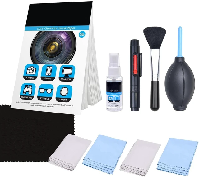 Main image of Camera Lens Cleaning Kit - Air Blower, 2in1 Lens Cleaning Pen, Cleaning Brush, Spray Bottle w/Cleaning Solution, Lens Cleaning Paper Tissue (50 Sheets), Microfiber Cleaning Cloths- for Lenses