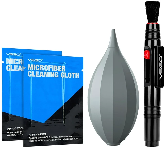 Main image of 4-in-1 Camera Cleaning Kit for Canon, Nikon, Sony DSLR Cameras | Air Blower, Dual-Head Lens Brush Pen, Microfiber Cloths Included, Vaccum Sealed, VS-A13E