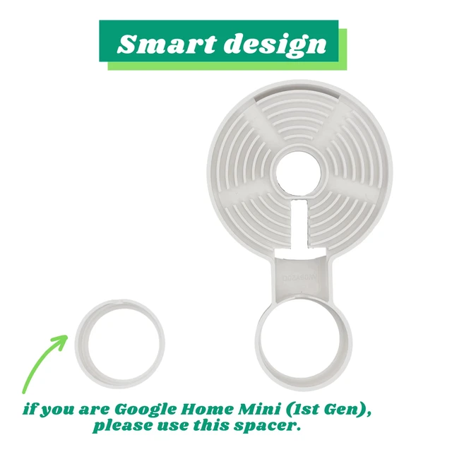 Alt view image 4 of 7 - Outlet Wall Mount Holder for Google Nest Mini and Google Home Mini, A Space-Saving Accessories with Cord Management for Google Smart Speakers 1st Gen. and 2nd Gen., No Messy Wires or Screws.