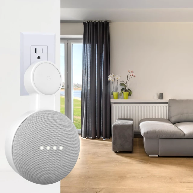 Alt view image 6 of 7 - Outlet Wall Mount Holder for Google Nest Mini and Google Home Mini, A Space-Saving Accessories with Cord Management for Google Smart Speakers 1st Gen. and 2nd Gen., No Messy Wires or Screws.