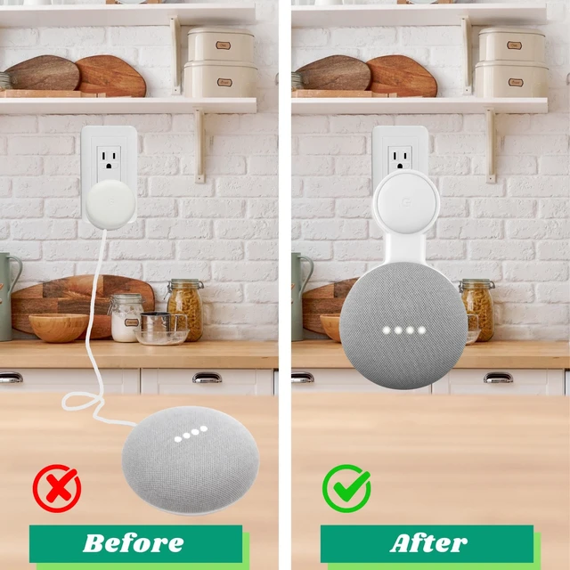 Alt view image 5 of 7 - Outlet Wall Mount Holder for Google Nest Mini and Google Home Mini, A Space-Saving Accessories with Cord Management for Google Smart Speakers 1st Gen. and 2nd Gen., No Messy Wires or Screws.