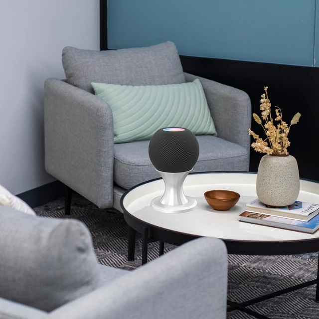 Alt view image 5 of 7 - Ouligei Top-Notch Quality Homepod Mini Stand Mount, Homepod Mini Holder with in-Built Cable Management System, No Screws Needed - an Elegant Space Saving Accessory