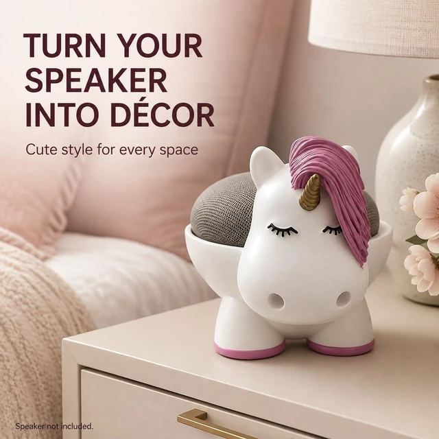 Alt view image 2 of 7 - Unicorn Google Home Mini Holder Stand Cute Animal Google Mini Accessories, Decorative Home Speaker Stand Compatible with Google Home Mini & Nest Mini (2nd Gen) Aesthetic Room Decor & Protective Base