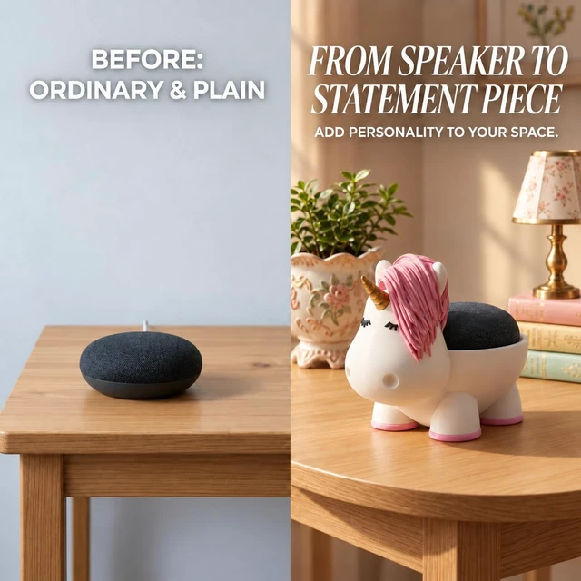 Alt view image 4 of 7 - Unicorn Google Home Mini Holder Stand Cute Animal Google Mini Accessories, Decorative Home Speaker Stand Compatible with Google Home Mini & Nest Mini (2nd Gen) Aesthetic Room Decor & Protective Base