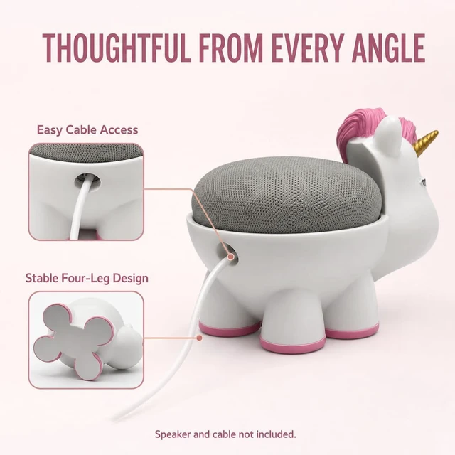 Alt view image 6 of 7 - Unicorn Google Home Mini Holder Stand Cute Animal Google Mini Accessories, Decorative Home Speaker Stand Compatible with Google Home Mini & Nest Mini (2nd Gen) Aesthetic Room Decor & Protective Base
