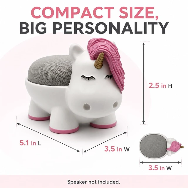 Alt view image 7 of 7 - Unicorn Google Home Mini Holder Stand Cute Animal Google Mini Accessories, Decorative Home Speaker Stand Compatible with Google Home Mini & Nest Mini (2nd Gen) Aesthetic Room Decor & Protective Base
