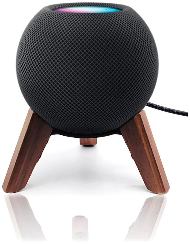 Main image of Real Wood Stand for Homepod mini(2020 Released), Wooden Holder Tripod with Metal Frame,Safe Stable Mount with Anti-Slip Silicone pad Protects Home pod mini Speaker Well (Color:Walnut)