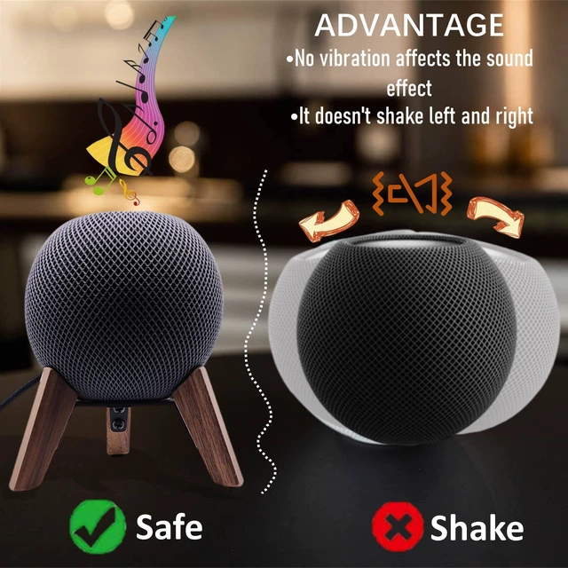 Alt view image 4 of 7 - Real Wood Stand for Homepod mini(2020 Released), Wooden Holder Tripod with Metal Frame,Safe Stable Mount with Anti-Slip Silicone pad Protects Home pod mini Speaker Well (Color:Walnut)
