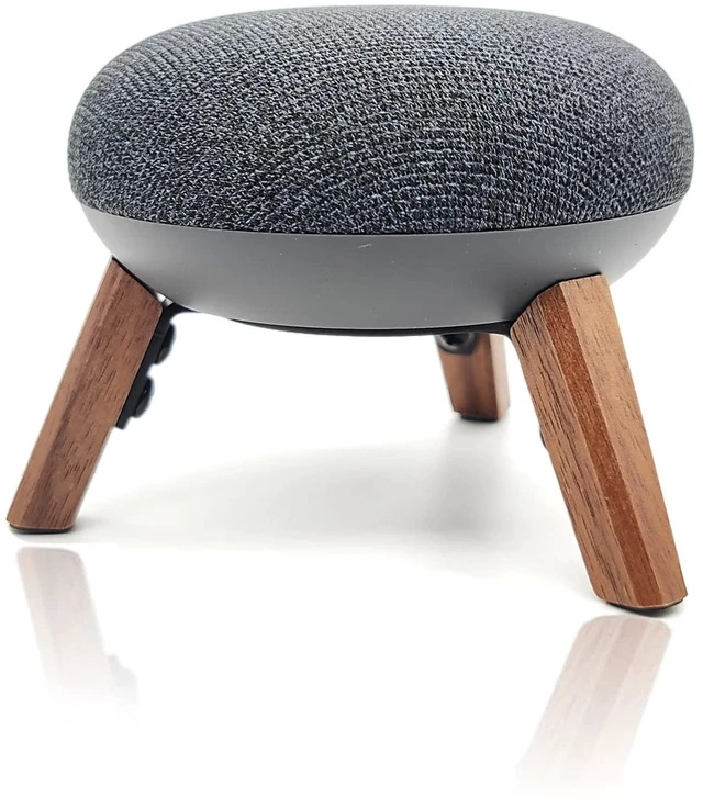 Main image of Real Wood Holder Compatible for Google Home mini,nest mini(2nd gen),Small Secure Tripod Accessories for Speaker Better Sound,Sturdy Durable Stable Wooden Stand for Home mini Smart Speaker(Walnut)