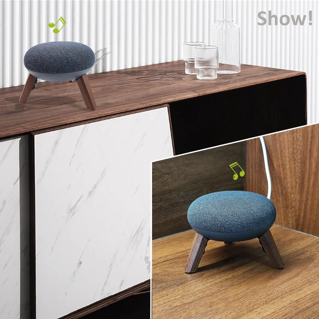 Alt view image 6 of 7 - Real Wood Holder Compatible for Google Home mini,nest mini(2nd gen),Small Secure Tripod Accessories for Speaker Better Sound,Sturdy Durable Stable Wooden Stand for Home mini Smart Speaker(Walnut)