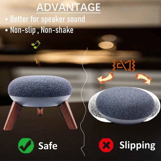 Alt view image 4 of 7 - Real Wood Holder Compatible for Google Home mini,nest mini(2nd gen),Small Secure Tripod Accessories for Speaker Better Sound,Sturdy Durable Stable Wooden Stand for Home mini Smart Speaker(Walnut)