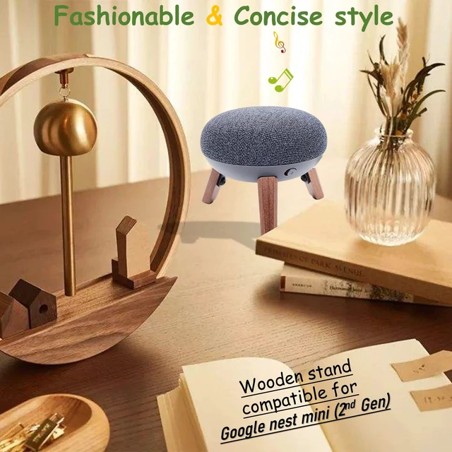 Alt view image 7 of 7 - Real Wood Holder Compatible for Google Home mini,nest mini(2nd gen),Small Secure Tripod Accessories for Speaker Better Sound,Sturdy Durable Stable Wooden Stand for Home mini Smart Speaker(Walnut)