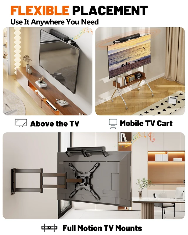 Alt view image 5 of 7 - No Drilling Soundbar Mount, TV Top Shelf Fits Most Soundbars up to 12 lbs, Universal Monitor Shelf-Sound Bar Mounts, Sound Bar Shelfs Above TV for Flat Screen TVs,No TVs Disassembly, 23.6x4.4inch