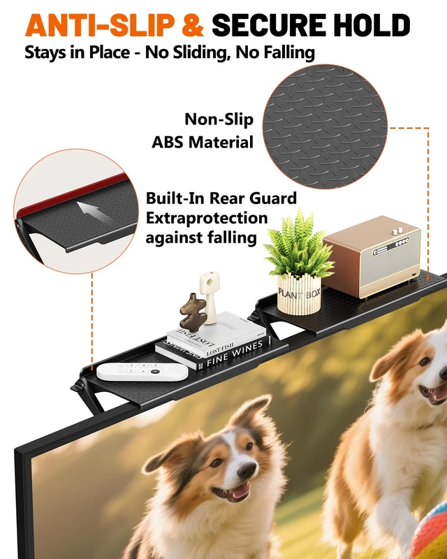Alt view image 7 of 7 - No Drilling Soundbar Mount, TV Top Shelf Fits Most Soundbars up to 12 lbs, Universal Monitor Shelf-Sound Bar Mounts, Sound Bar Shelfs Above TV for Flat Screen TVs,No TVs Disassembly, 23.6x4.4inch