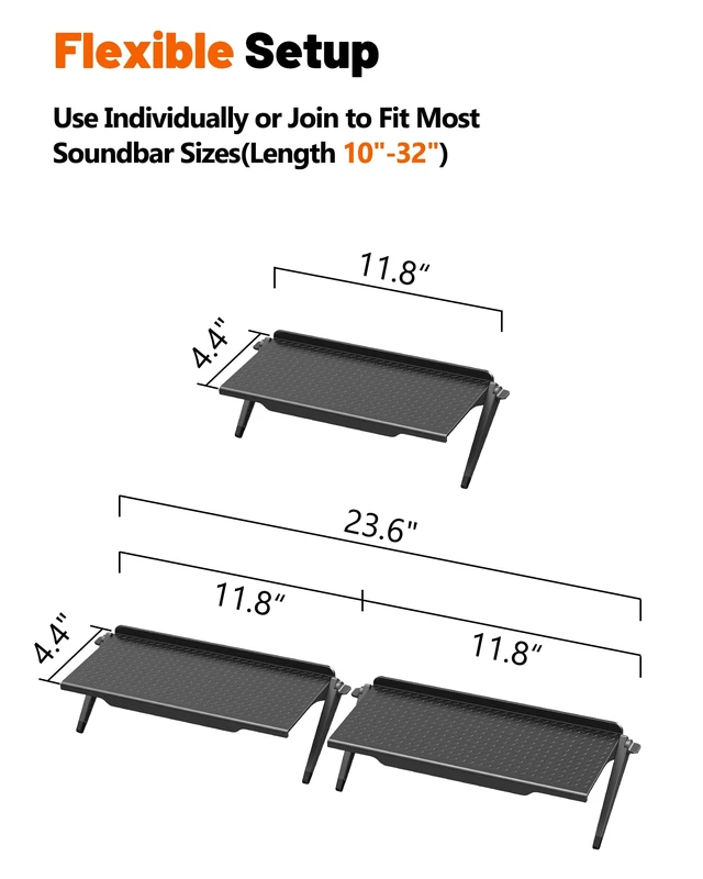 Alt view image 4 of 7 - No Drilling Soundbar Mount, TV Top Shelf Fits Most Soundbars up to 12 lbs, Universal Monitor Shelf-Sound Bar Mounts, Sound Bar Shelfs Above TV for Flat Screen TVs,No TVs Disassembly, 23.6x4.4inch